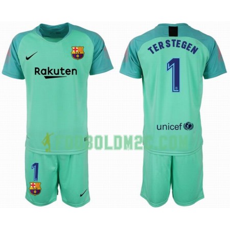 FC Barcelona Målmand TER STEGEN 1 Børn Hjemmebanesæt 2018-2019 Kortærmet (+ Korte bukser)